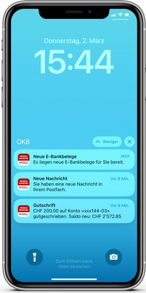 Mobile Banking Push Nachrichten